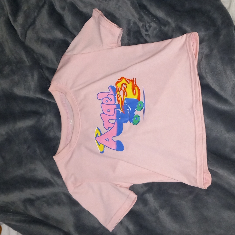$5 SALE!!! Pink graphic cropped tee